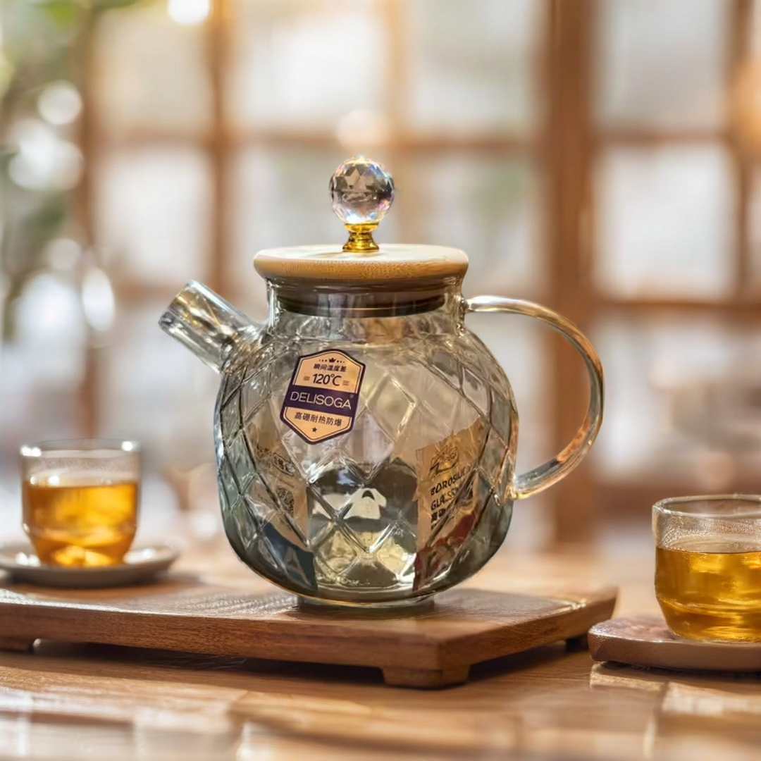Glass Kettle Teapot for serving Tea Milk and Coffee